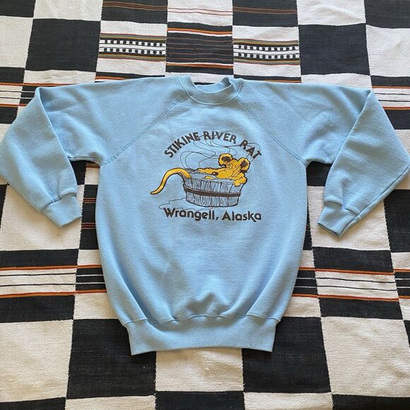 Vintage 70’s Crewneck Graphic Sweater. Stikine River Rat. Size Medium. USA. Rare - Picture 4 of 14